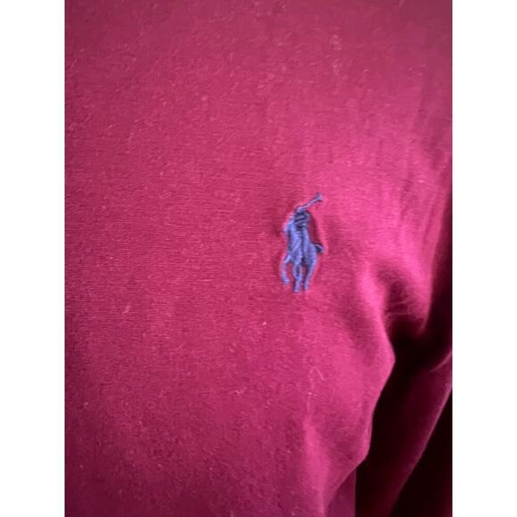 POLO LONG SLEEVE MAROON LOGO TEE MENS LARGE - Picture 3 of 4